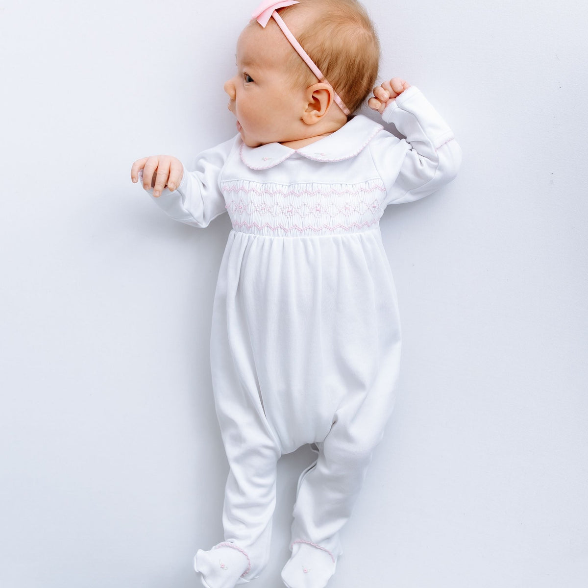 Lizzie's Classics Smocked Footie - Pink - Magnolia BabyFootie