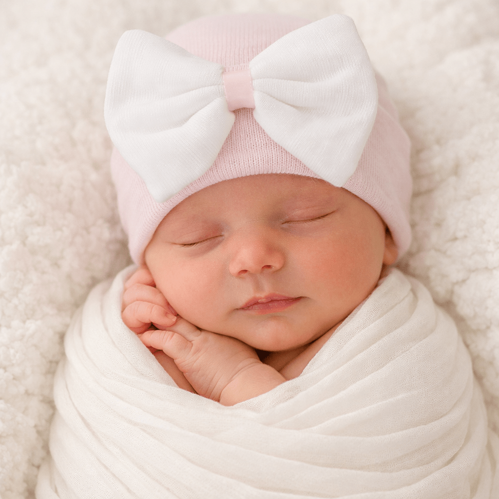 Lyla Newborn Hat with Large Bow - Magnolia BabyHat