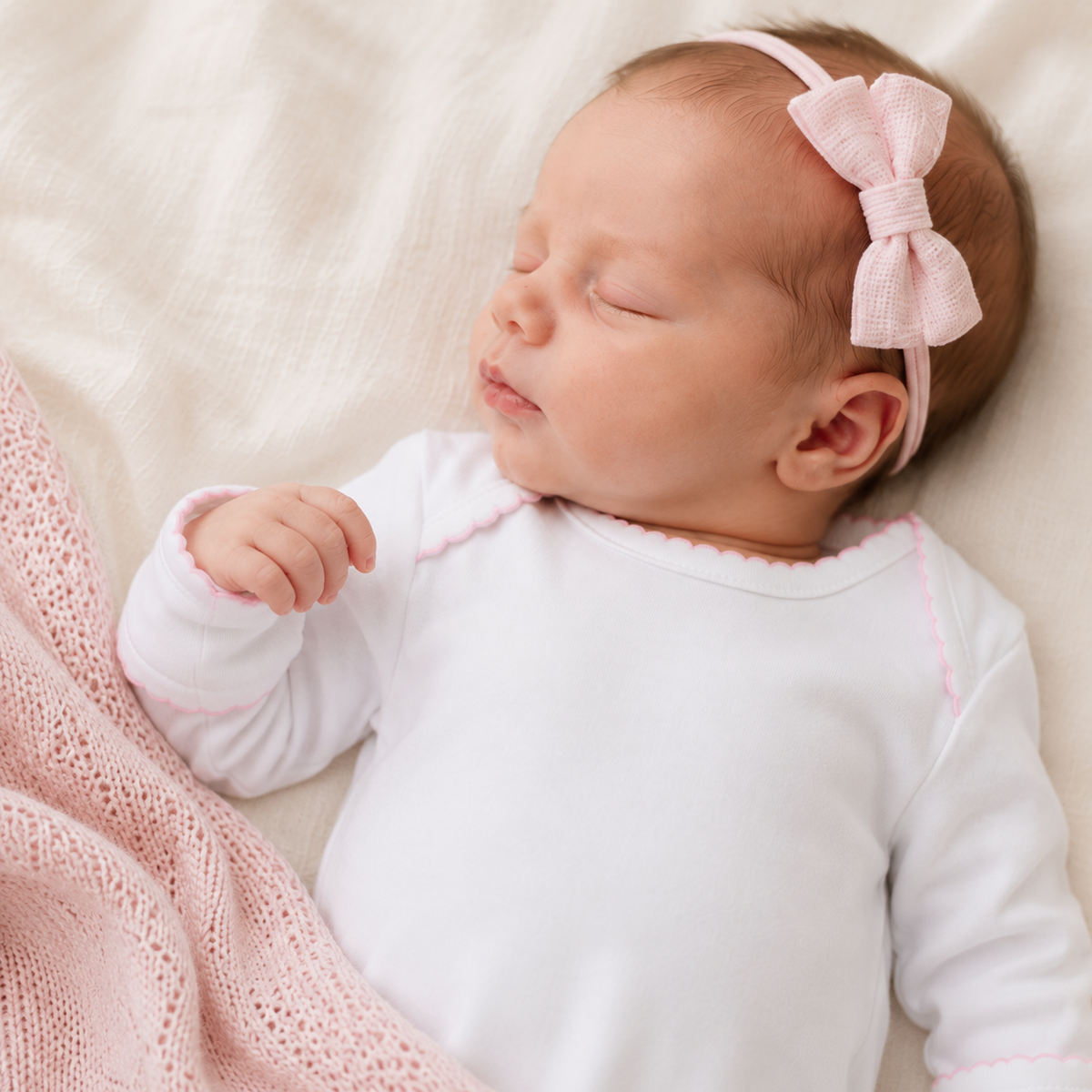 Footie de regazo blanco y rosa de Solid Essentials