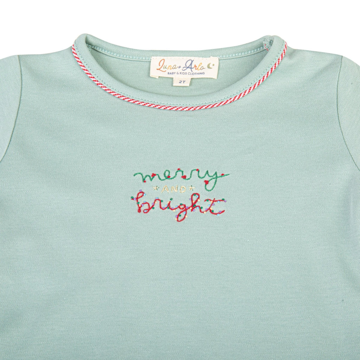 Merry and Bright Embroidered Long Pajamas - Magnolia BabyLong Pajamas