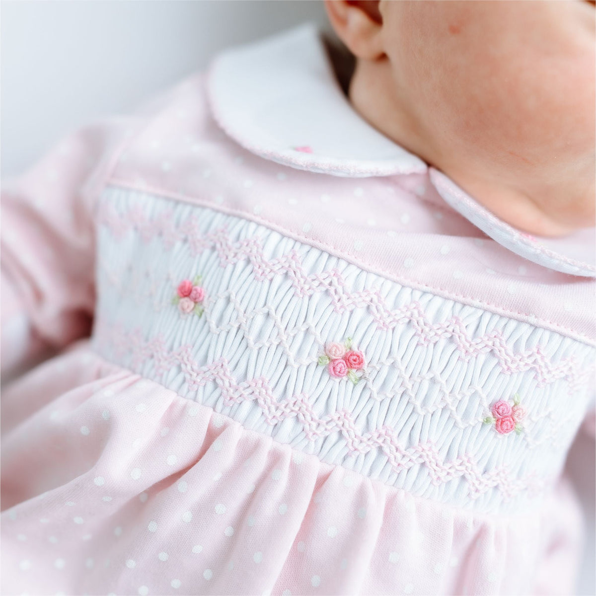 Mia's Classics Smocked Footie - Pink - Magnolia BabyFootie