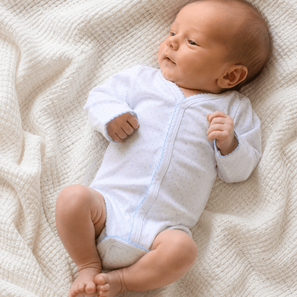 Magnolia Baby_Mini Dots Front Snap Long Sleeve Bodysuit - Blue_1