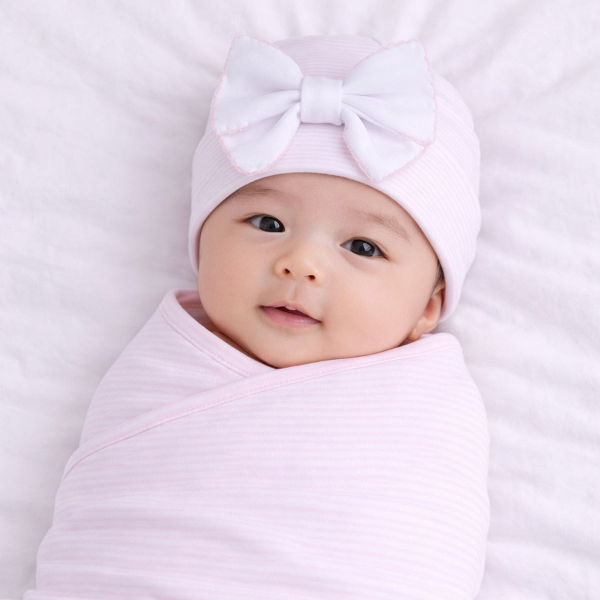 Mini Stripes Bow Hat - Pink - Magnolia BabyHat