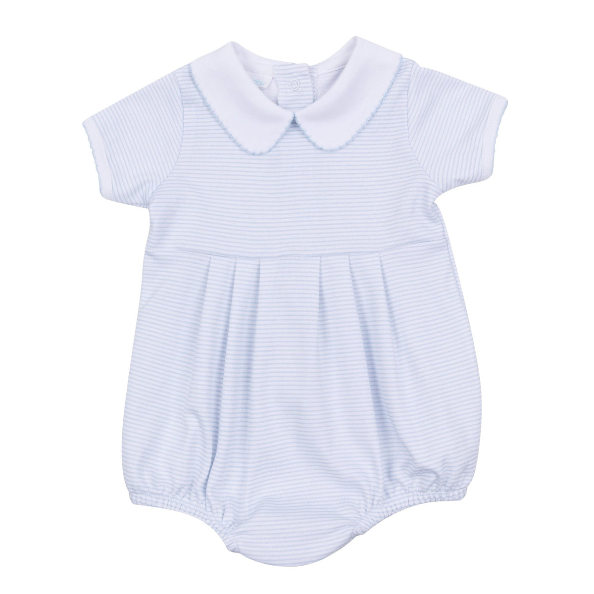 Mini Stripes Collared Short Sleeve Bubble - Light Blue - Magnolia BabyBubble