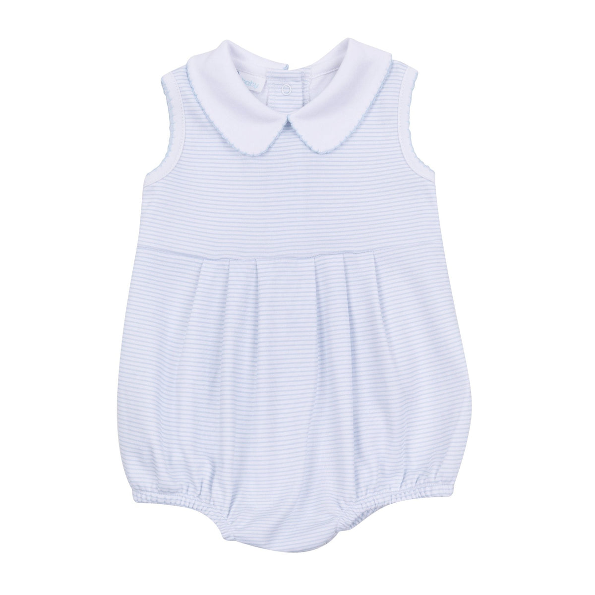 Mini Stripes Collared Sleeveless Bubble - Light Blue - Magnolia BabyBubble