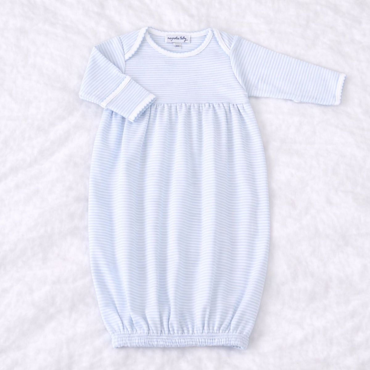 Mini Stripes Gathered Gown - Light Blue - Magnolia BabyGown