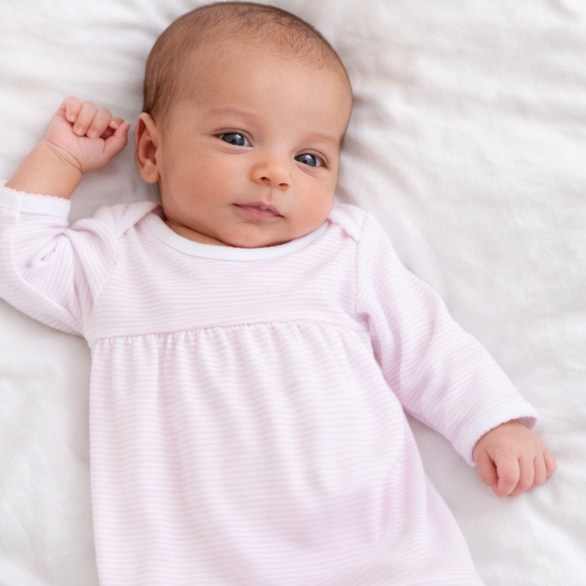Mini Stripes Gathered Gown - Pink - Magnolia BabyGown