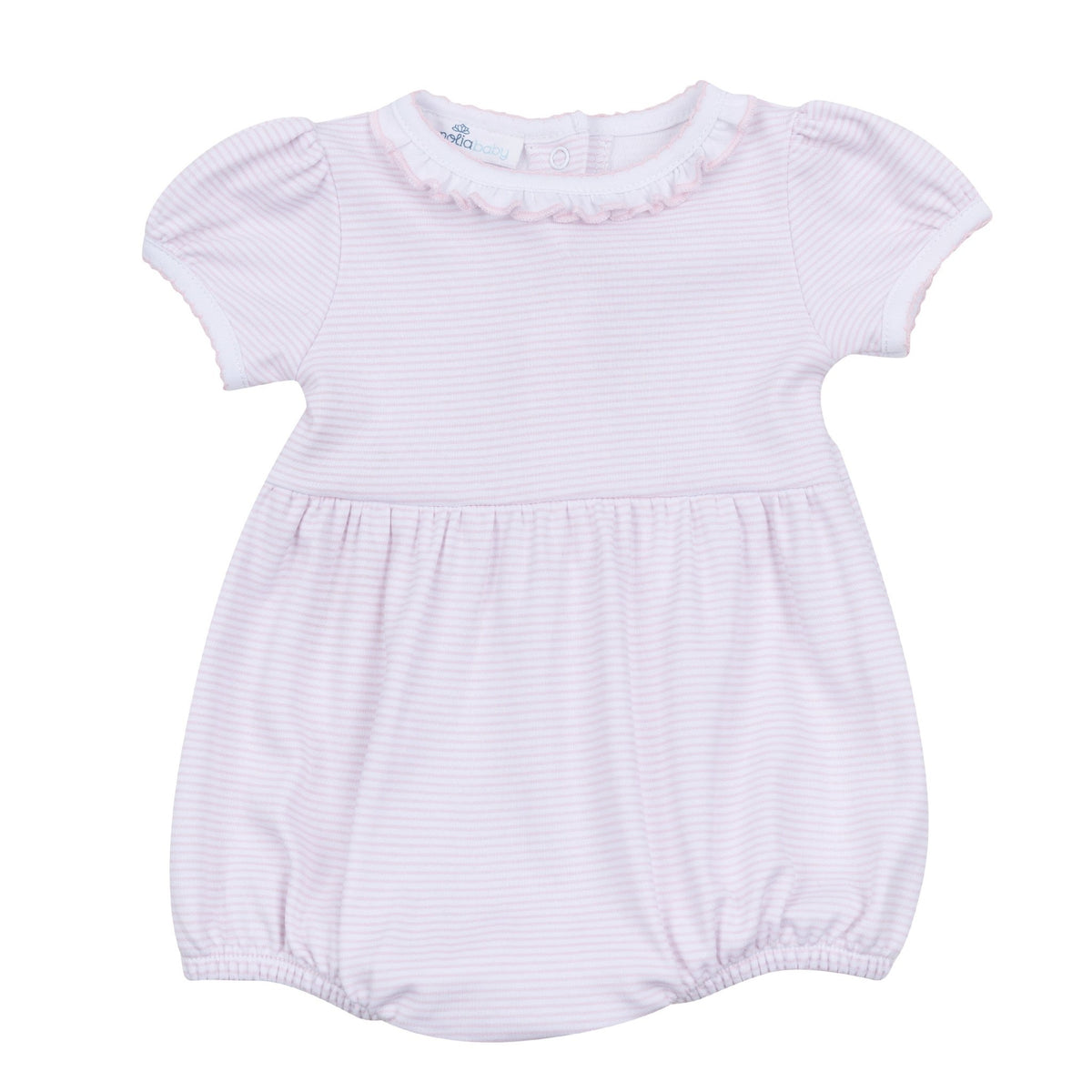 Mini Stripes Ruffle Short Sleeve Bubble - Pink - Magnolia BabyBubble