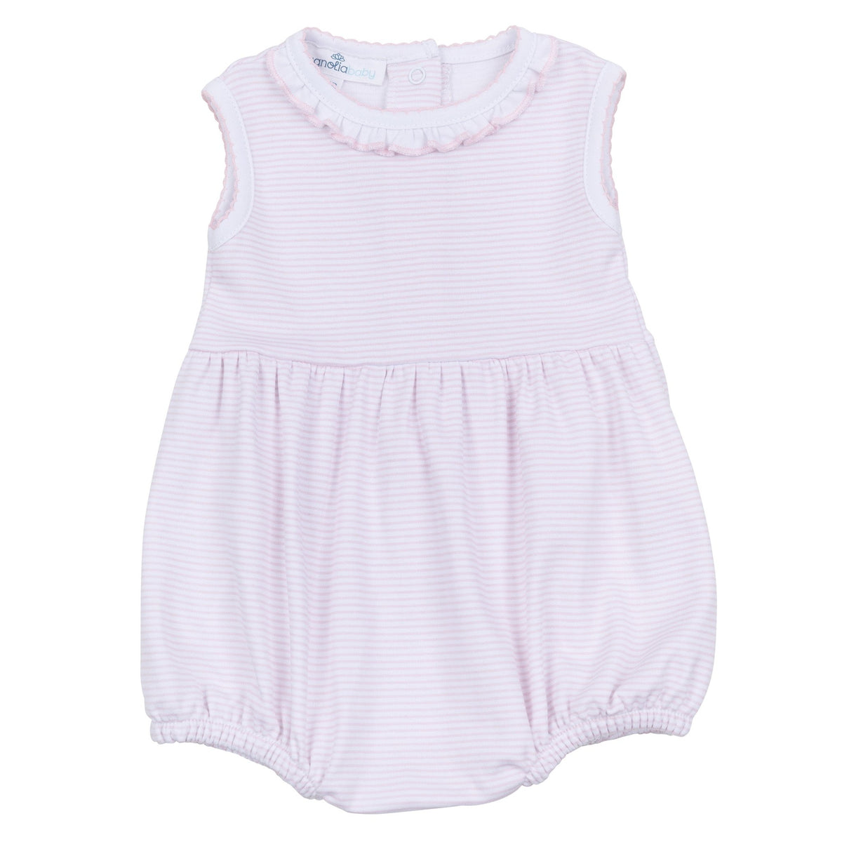 Mini Stripes Ruffle Sleeveless Bubble - Pink - Magnolia BabyBubble