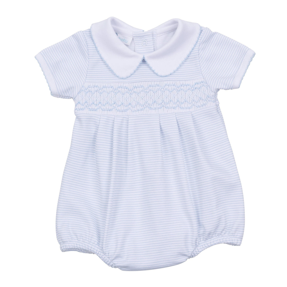 Mini Stripes Smocked Bubble - Light Blue - Magnolia BabyBubble