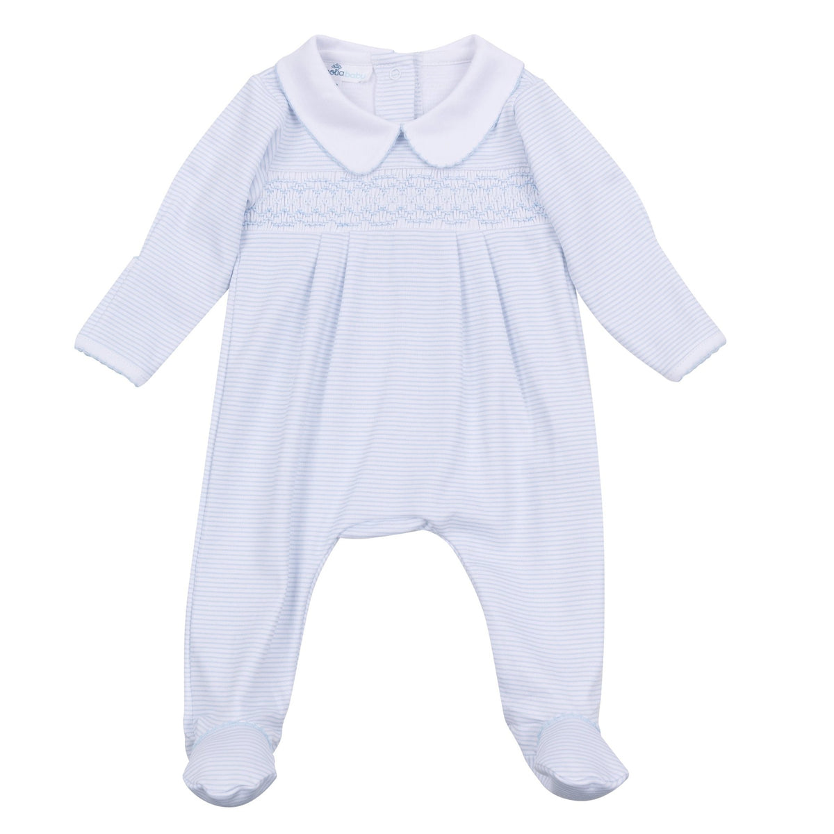 Mini Stripes Smocked Footie - Light Blue - Magnolia BabyFootie
