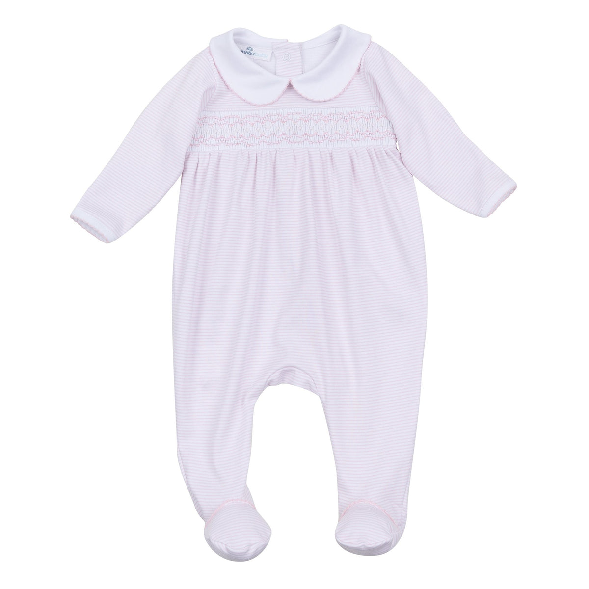 Mini Stripes Smocked Footie - Pink - Magnolia BabyFootie