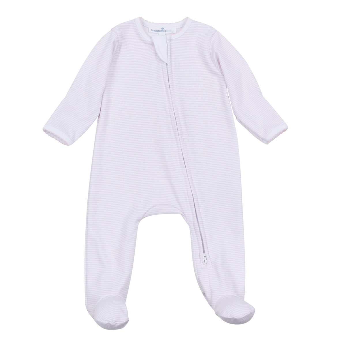 Mini Stripes Zip Footie - Pink - Magnolia BabyFootie
