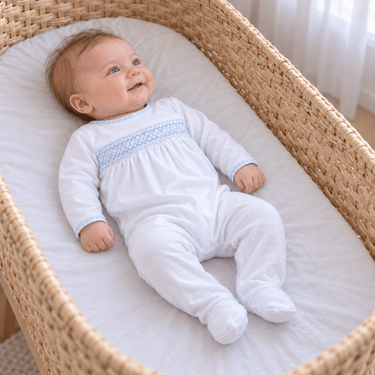 Magnolia Baby_New Beginnings Smocked Footie - Blue_1