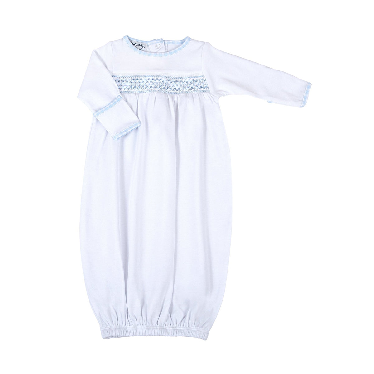 New Beginnings Smocked Gathered Gown - Blue - Magnolia BabyGown