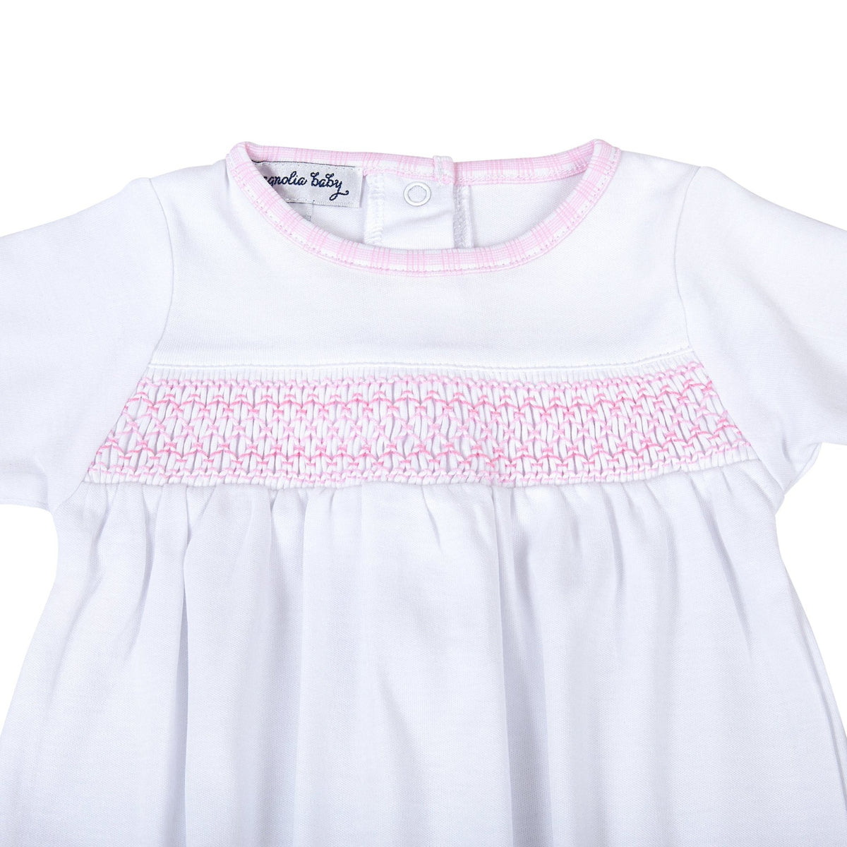 New Beginnings Smocked Gathered Gown - Pink - Magnolia BabyGown