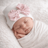 Newborn Hat - White with Pink bow - Magnolia BabyHat