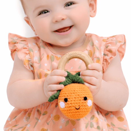 Orange Teething Rattle - Magnolia BabyTeether
