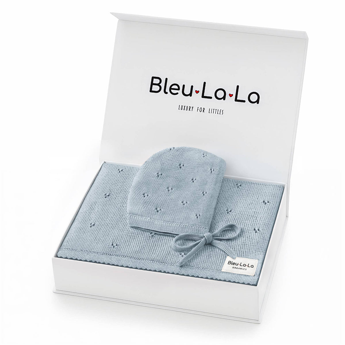 Bleu La La_Organic Cotton Blanket + Hat Gift Set - Powder Blue_1