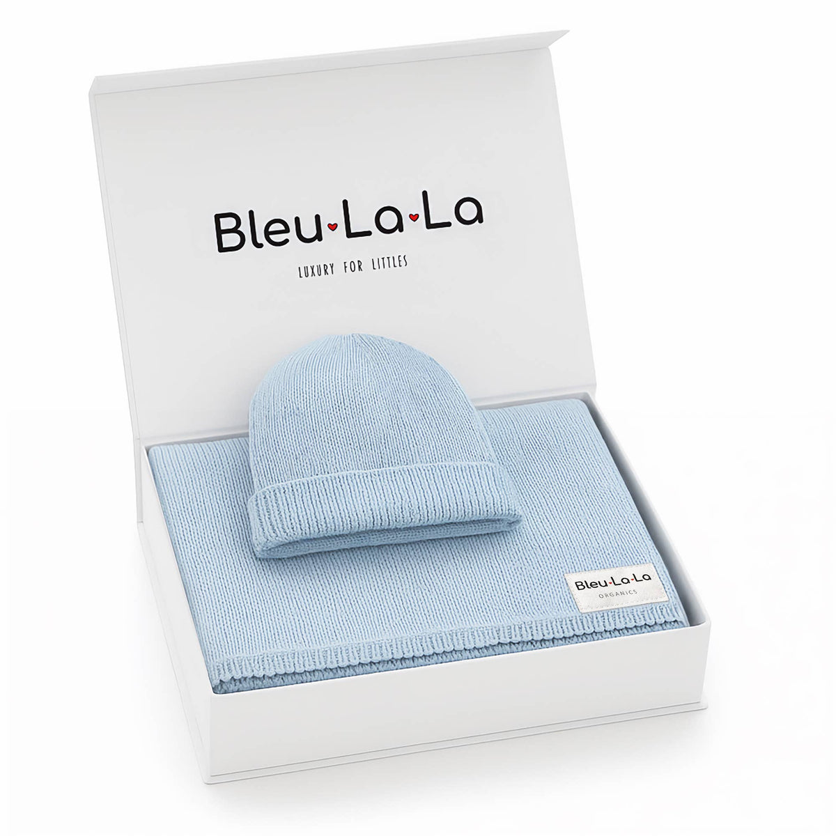 Bleu La La_Organic Cotton Knit Blanket + Hat Gift Set - Sky Blue_1
