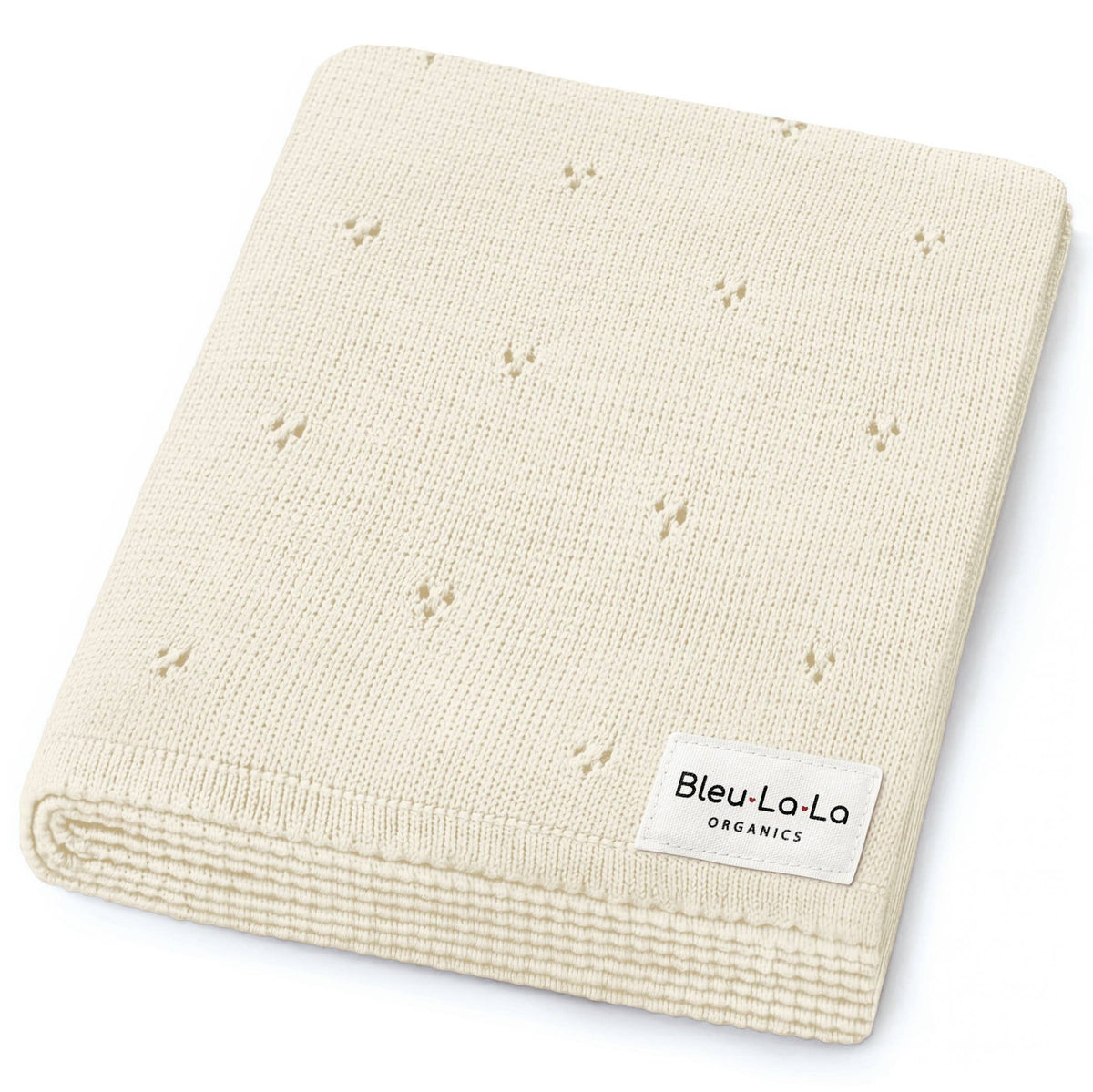 Bleu La La_Organic Cotton Pointelle Baby Blanket - Butter Cream_1