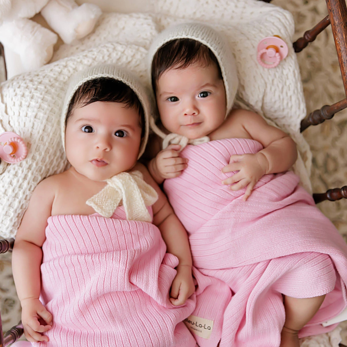 Bleu La La_Organic Cotton Ribbed Baby Blanket - Blush Pink_4