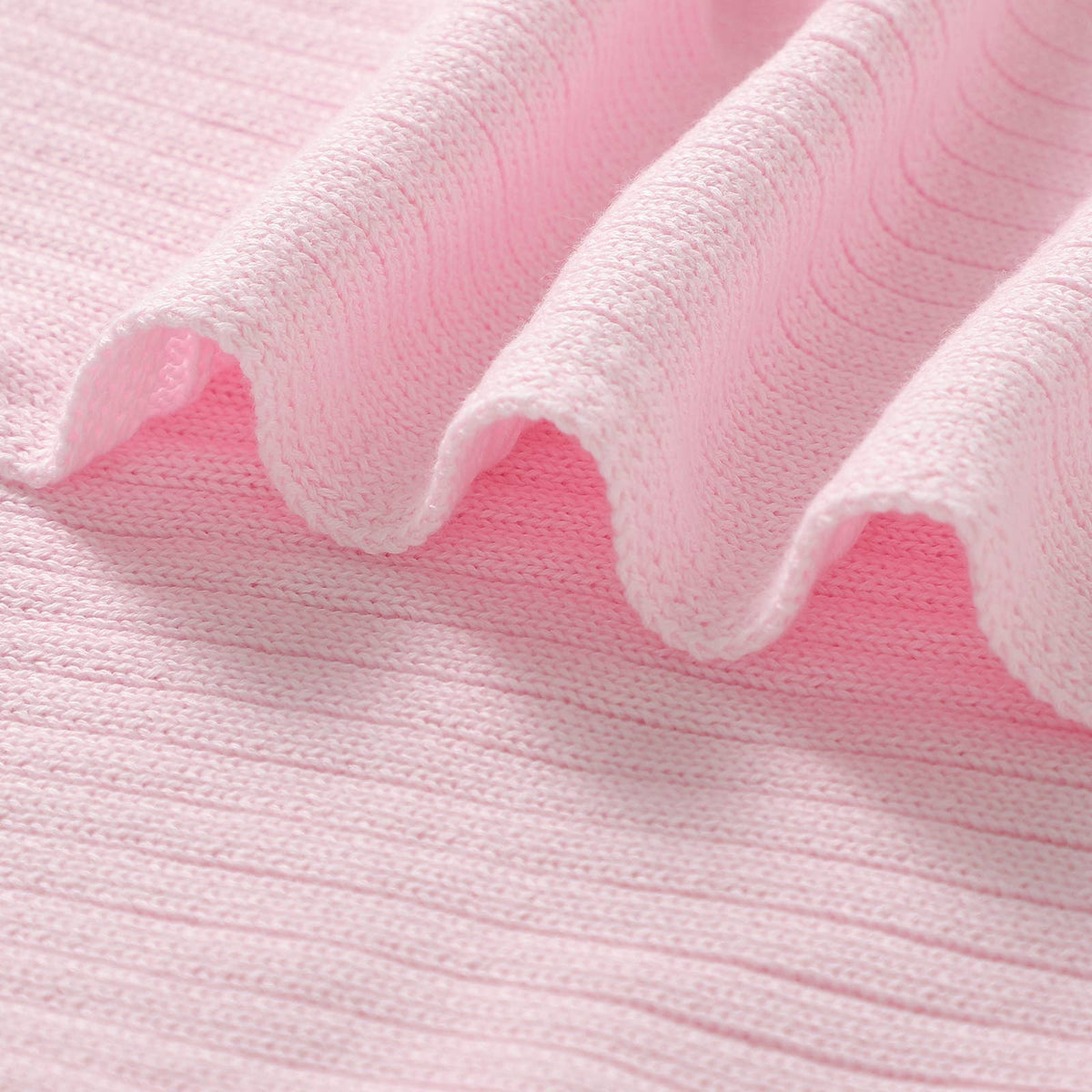Bleu La La_Organic Cotton Ribbed Baby Blanket - Blush Pink_7