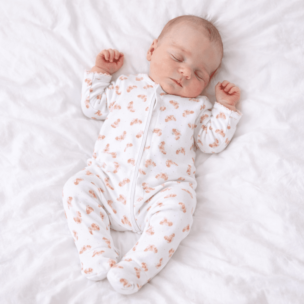 Petit Croissant Print Zip Footie - Magnolia BabyFootie