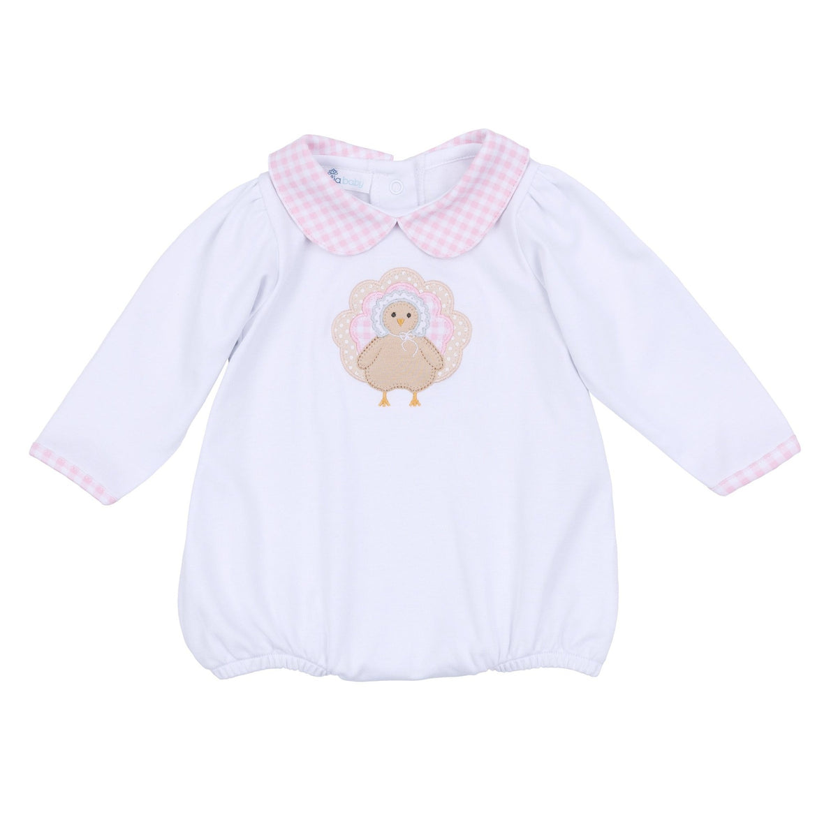Magnolia Baby_Pilgrim Pals Applique Collared Long Sleeve Bubble - Pink_2