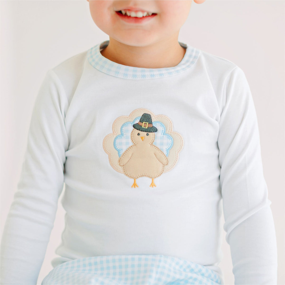 Pilgrim Pals Applique Long Pajamas - Light Blue - Magnolia BabyLong Pajamas