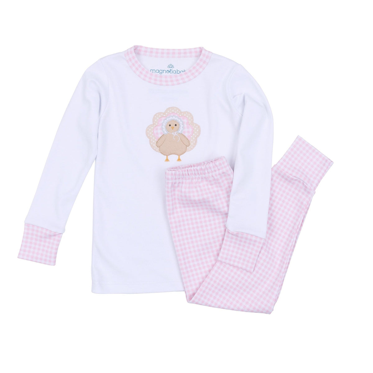 Pilgrim Pals Applique Long Pajamas - Pink - Magnolia BabyLong Pajamas