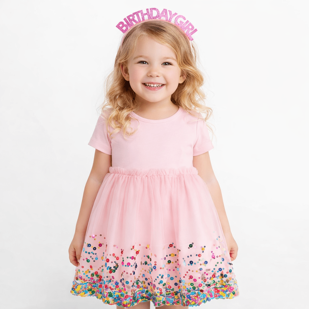 Pink Confetti Short Sleeve Tutu Dress - Magnolia BabyDress