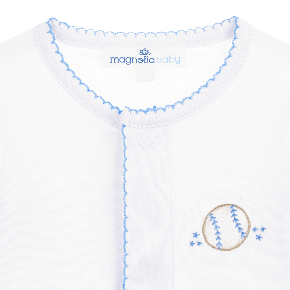 Precious Lil' Sluggers Embroidered Footie - Light Blue - Magnolia BabyFootie