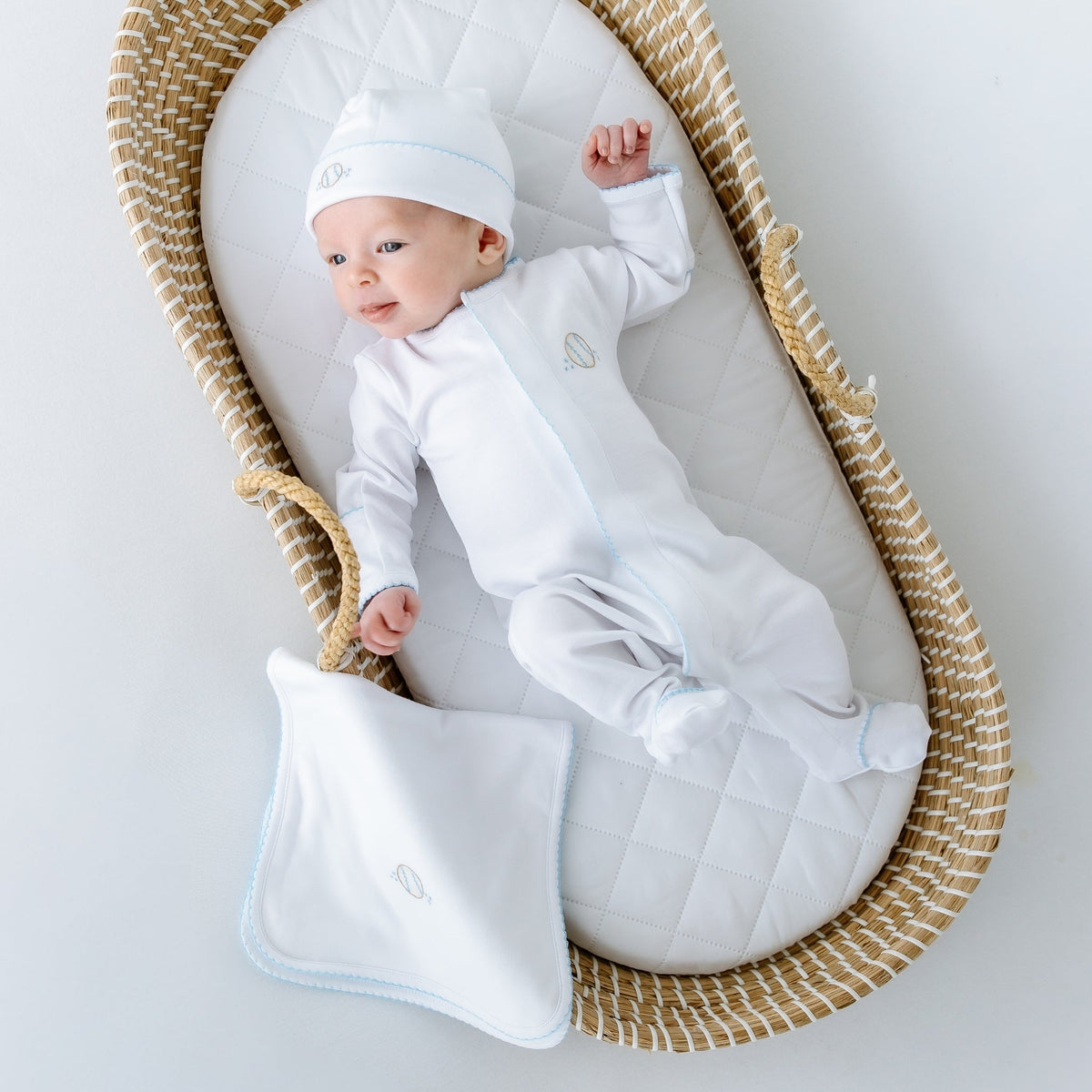 Precious Lil' Sluggers Embroidered Footie - Light Blue - Magnolia BabyFootie