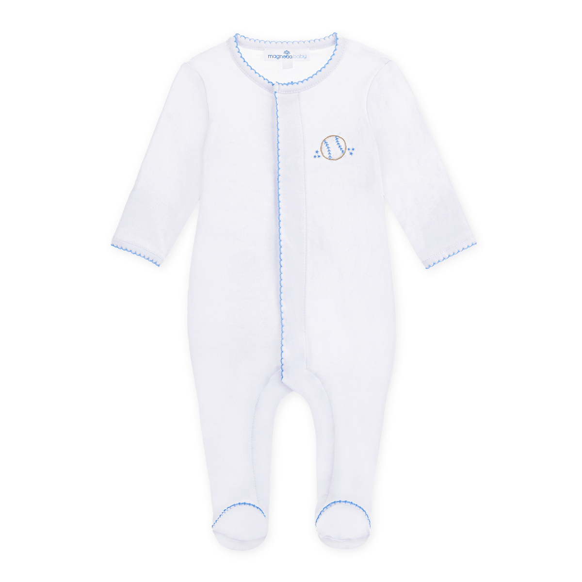 Precious Lil' Sluggers Embroidered Footie - Light Blue - Magnolia BabyFootie