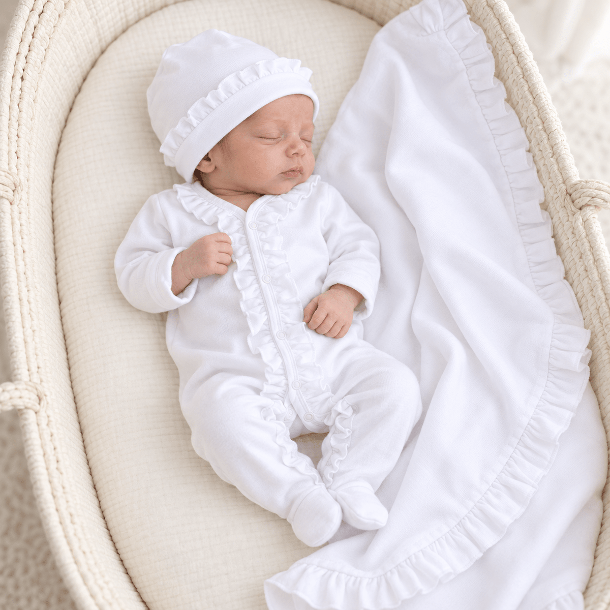 Magnolia Baby_Preemie Baby Girl White Ruffle Footie Set_1
