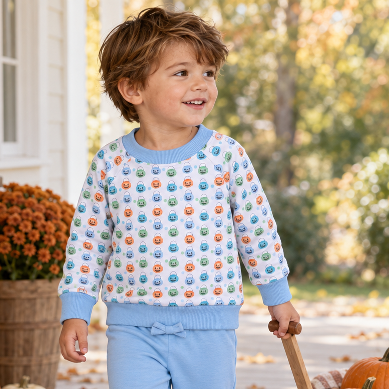 Magnolia Baby_Pumpkin Party Print Pullover Sweatshirt - Light Blue_1