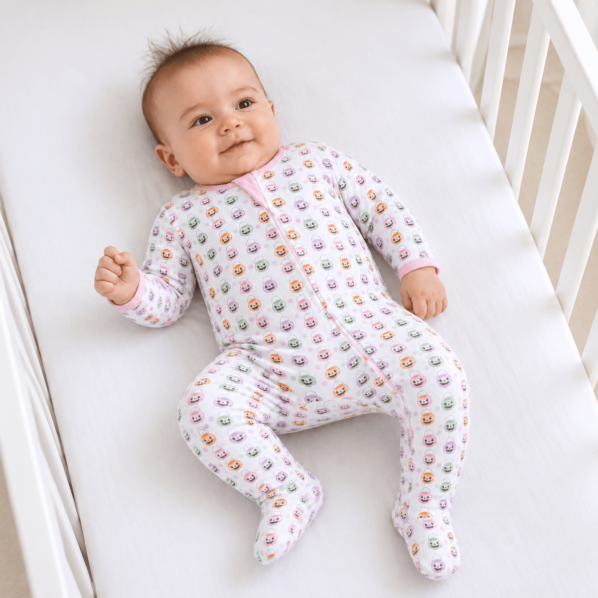 Magnolia Baby_Pumpkin Party Print Zip Footie - Pink_1