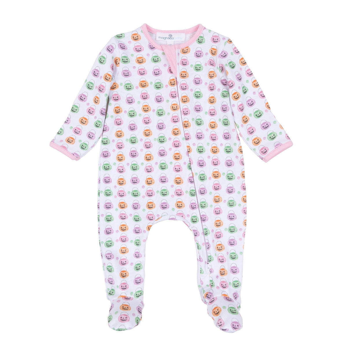 Magnolia Baby_Pumpkin Party Print Zip Footie - Pink_2