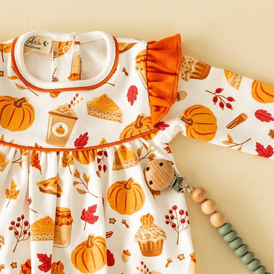 Pumpkin Spice Long Sleeve Flutters Bubble - Magnolia BabyBubble