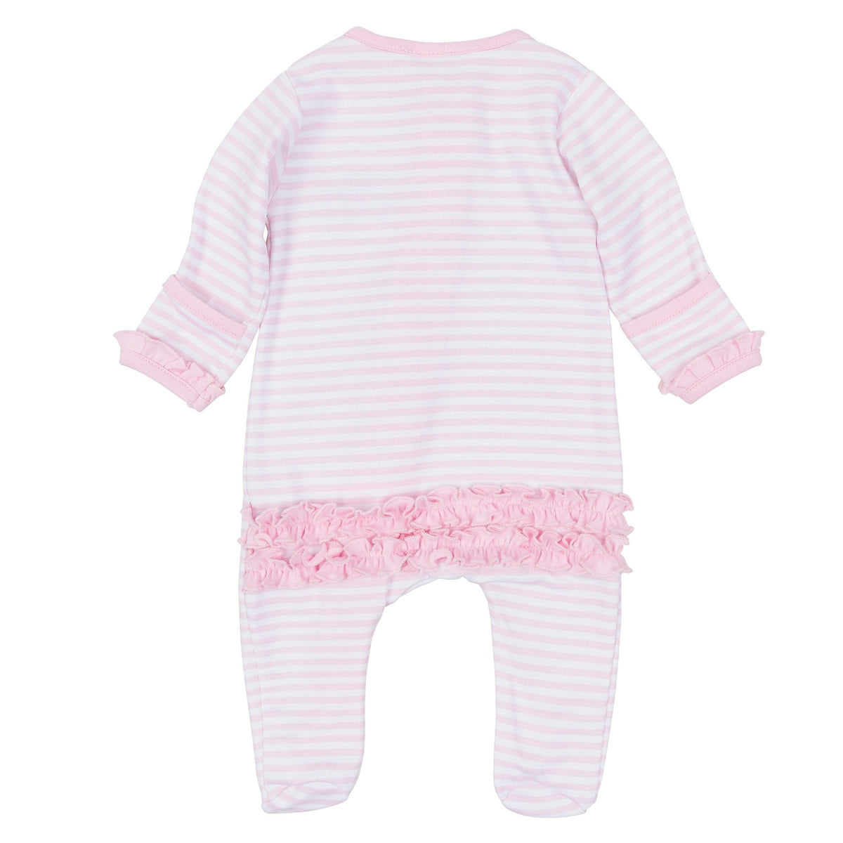Magnolia Baby_Pumpkin Tractor Applique Ruffle Zip Footie - Pink_3