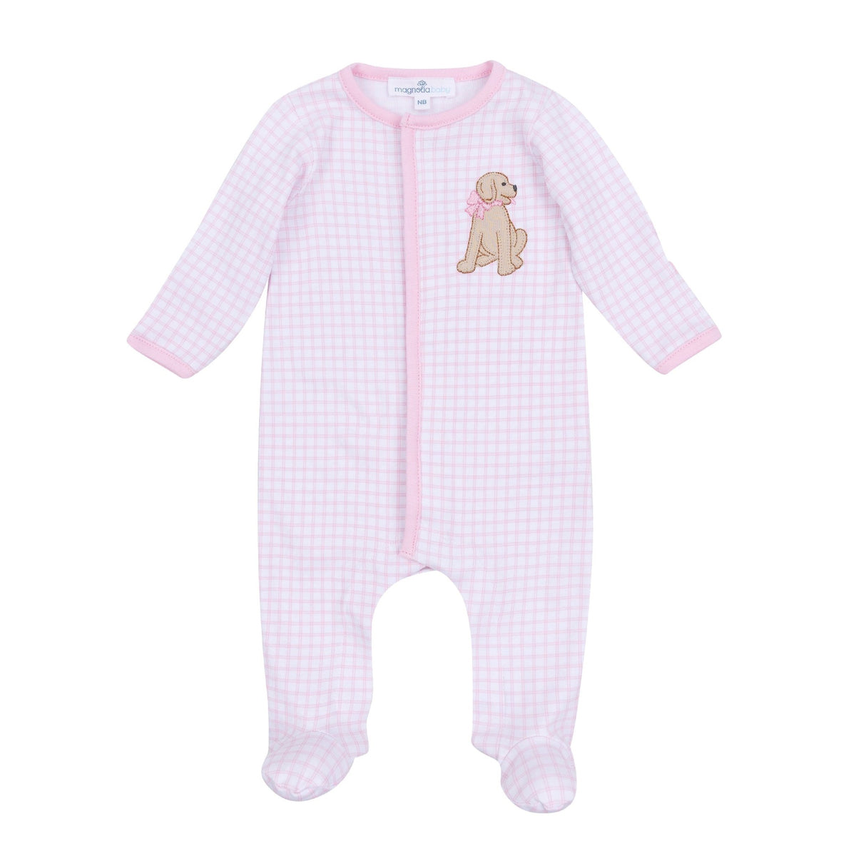 Puppy Playtime Applique Footie - Pink - Magnolia BabyFootie