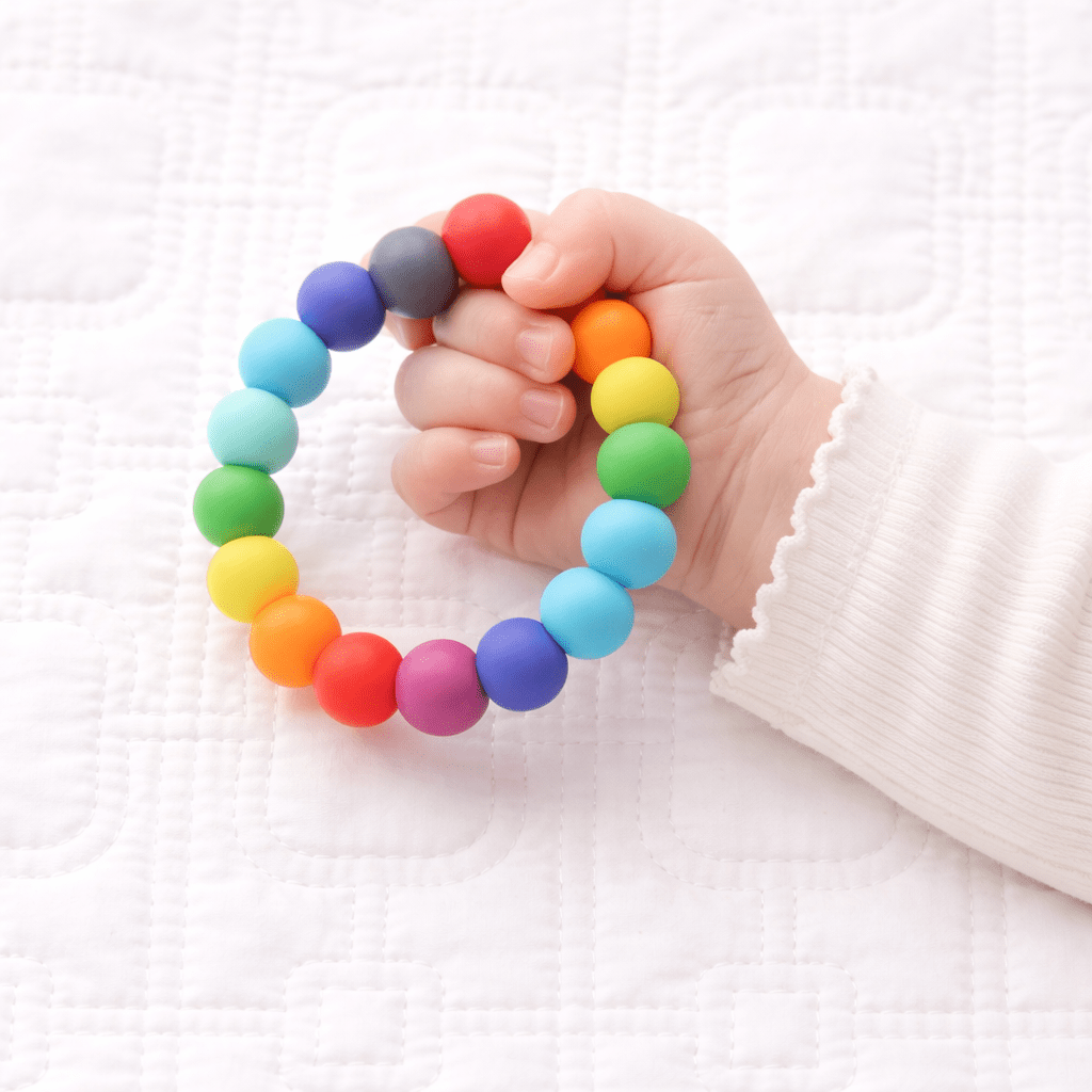 Rainbow Beads Silicone Teething Ring - Magnolia BabyTeether