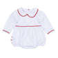 Red and White Essentials Collared Ruffle Long Sleeve Bubble - Magnolia BabyBubble