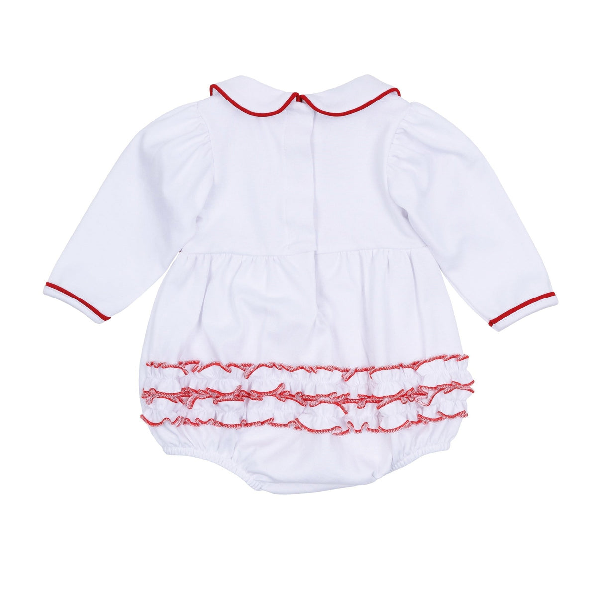 Red and White Essentials Collared Ruffle Long Sleeve Bubble - Magnolia BabyBubble