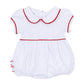 Red and White Essentials Collared Ruffle Short Sleeve Bubble - Magnolia BabyBubble