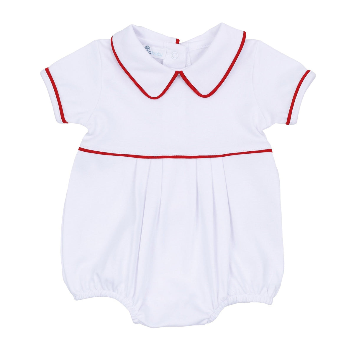 Red and White Essentials Collared Short Sleeve Bubble - Magnolia BabyBubble