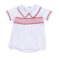 Red and White Essentials Smocked Short Sleeve Boy Bubble - Magnolia BabyBubble
