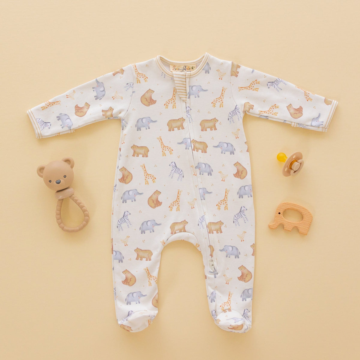 Safari Zip Footie - Magnolia BabyFootie