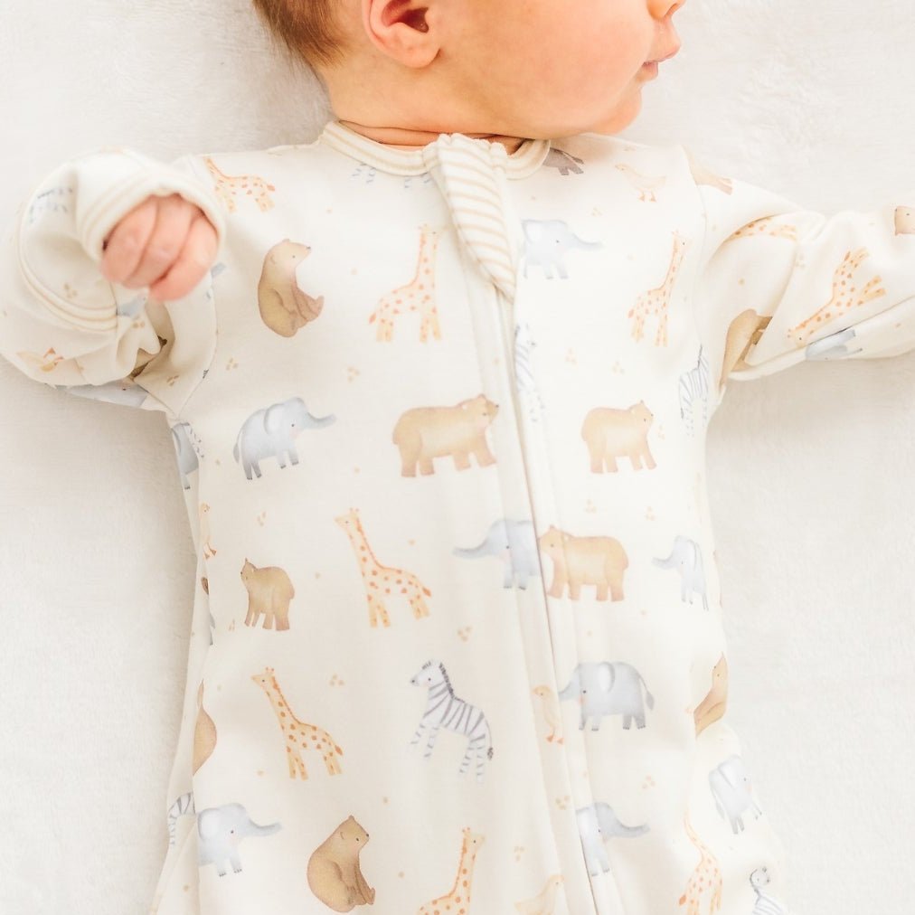 Safari Zip Footie - Magnolia BabyFootie
